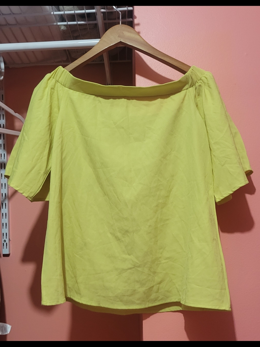 Women's Off-the-Shoulder Short Sleeve Top - Yellow